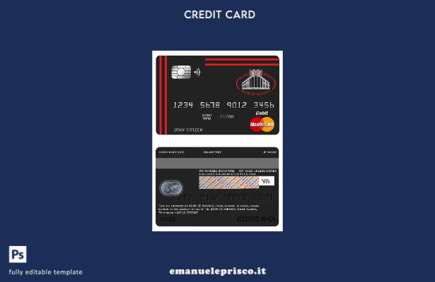 modello di carta di debito mastercard Albania Banca d'Albania in stile verificat