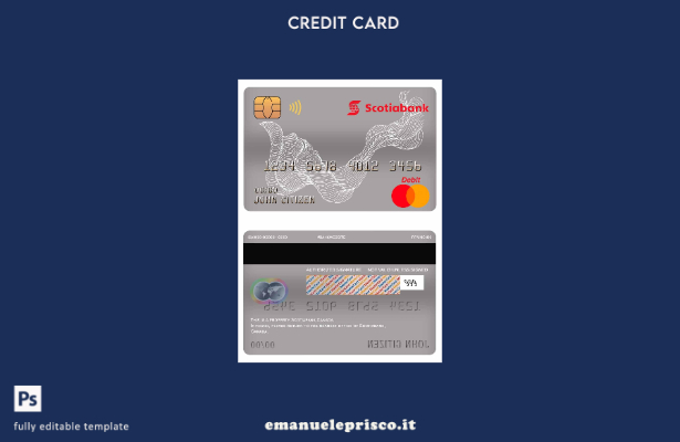 modello di carta di debito mastercard Canada Scotiabank stile verificato