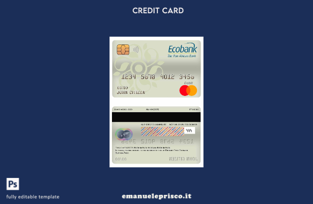 modello di carta di debito mastercard banca Burkina Faso Ecobank stile verificat