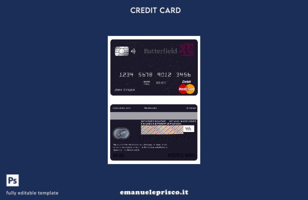 modello di carta di debito mastercard della banca Barbados Butterfield in stile