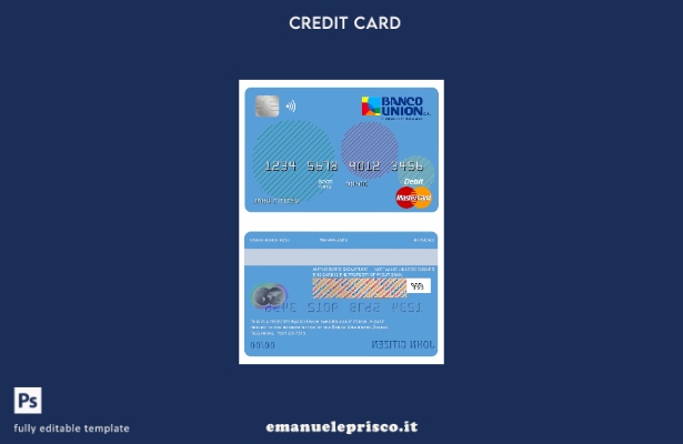 modello di carta di debito mastercard della banca Bolivia Banco Union stile veri