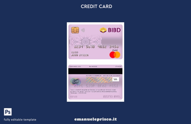 modello di carta di debito mastercard della banca Brunei Darussalam stile verifi