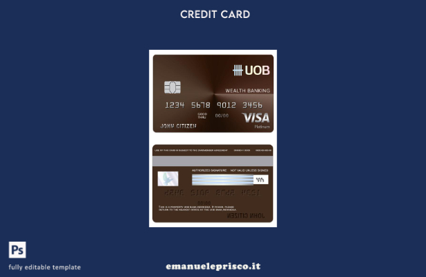 modello di carta di debito per ricchezza visto bancario Indonesia UOB in stile v