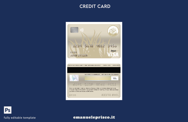 modello di carta di debito per visto bancario della Banca degli Stati dell'Afric