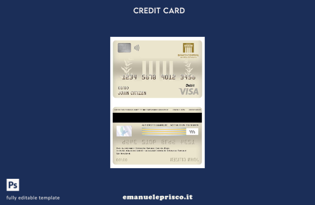modello di carta di debito per visto della banca centrale della Repubblica Domin