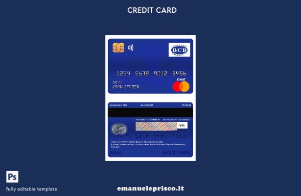 modello di carta di debito principale della Burundi Credit Bank di Bujumbura in