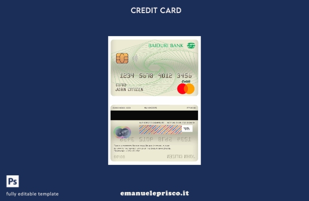 modello di carta di debito principale della banca Brunei Baiduri in stile verifi