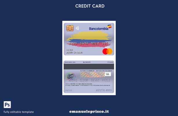 modello di carta di debito principale della banca Colombia Bancolombia in stile