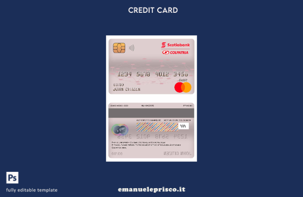 modello di carta di debito principale della banca Colombia Scotiabank Colpatria