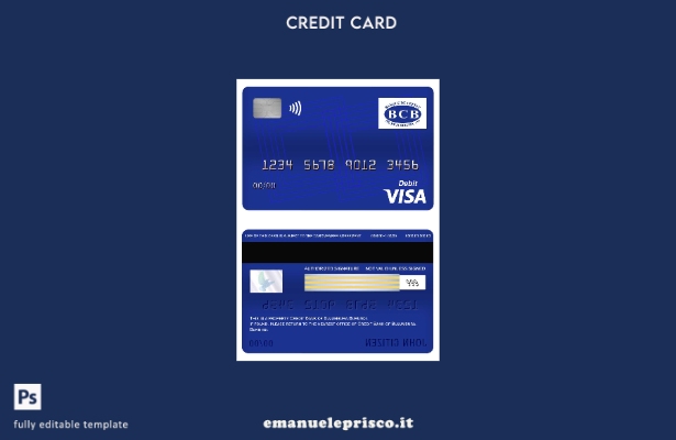 modello di carta di debito visto Burundi Credit Bank di Bujumbura in stile verif