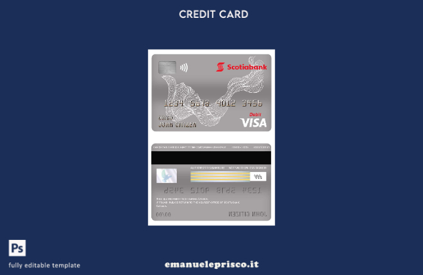 modello di carta di debito visto Canada Scotiabank stile verificato