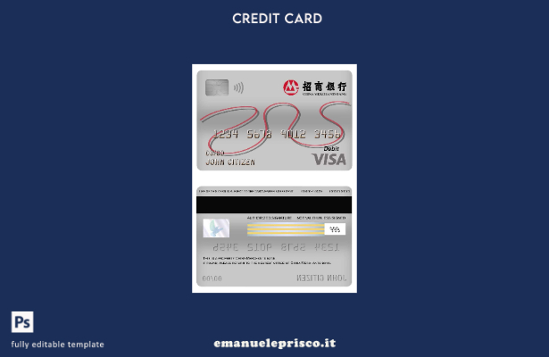 modello di carta di debito visto China Merchants Bank in stile verificato