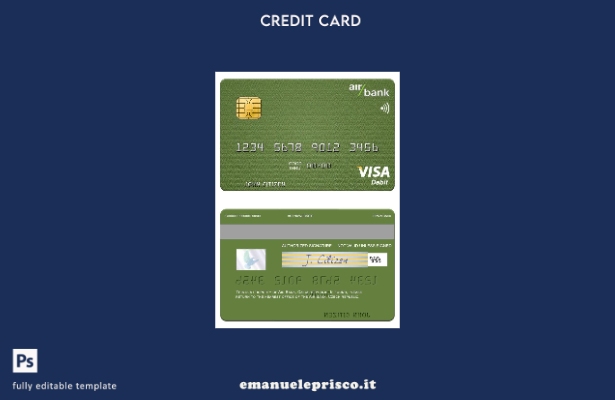 modello di carta di debito visto Czech Air Bank in stile verificato