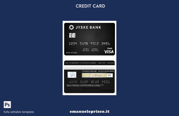 modello di carta di debito visto Danimarca Jyske Bank in stile verificato
