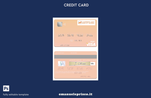 modello di carta di debito visto Georgia Bank of Georgia in stile verificato
