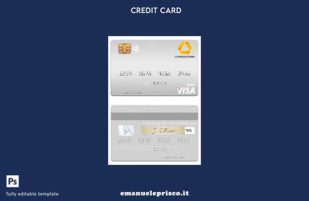 modello di carta di debito visto Germania Commerz Bank in stile verificato