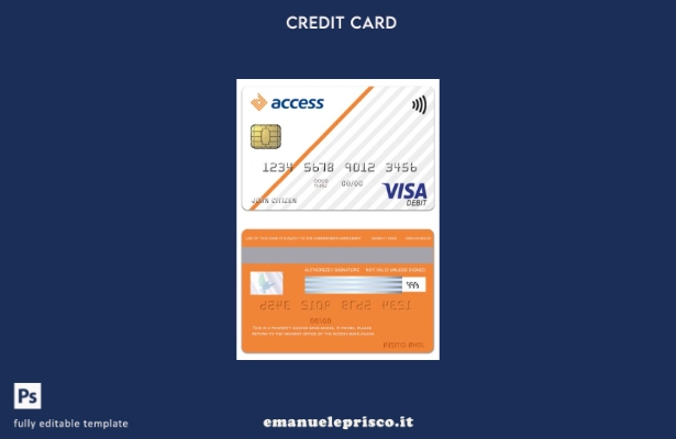 modello di carta di debito visto Ghana Access Bank in stile verificato