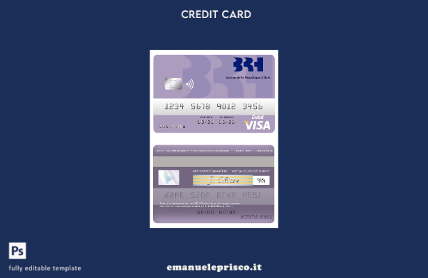 modello di carta di debito visto Haiti BRH Bank in stile verificato