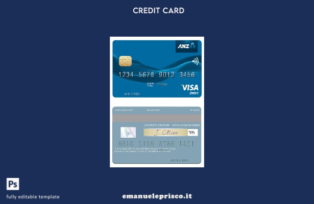 modello di carta di debito visto Kiribati ANZ Bank in stile verificato