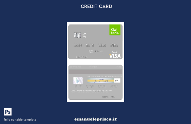 modello di carta di debito visto Kiwibank neozelandese in stile verificato