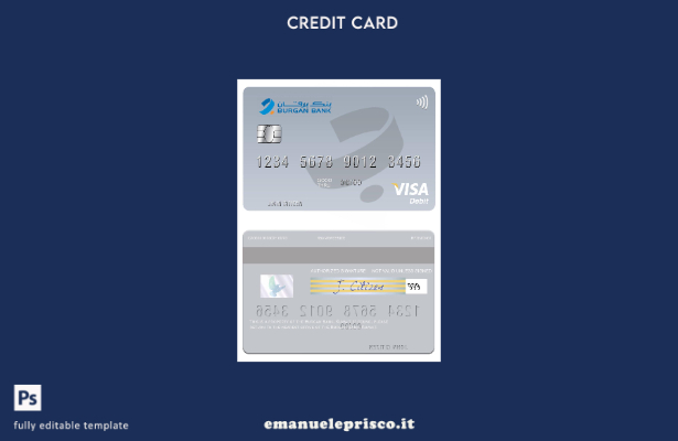 modello di carta di debito visto Kuwait Burgan Bank in stile verificato