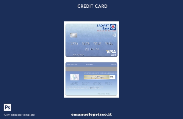 modello di carta di debito visto Laos Lao Viet Bank in stile verificato