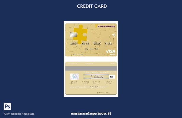 modello di carta di debito visto Libano Byblos Bank in stile verificato