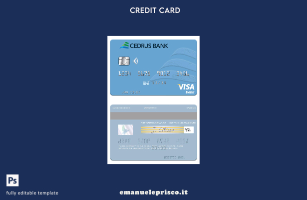 modello di carta di debito visto Libano Cedrus Bank in stile verificato