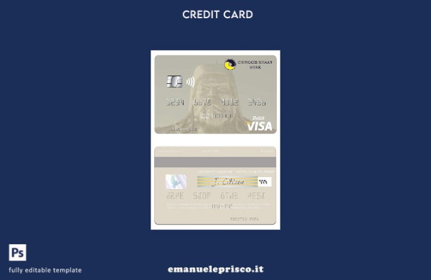 modello di carta di debito visto Mongolia Chinggis Khaan Bank in stile verificat