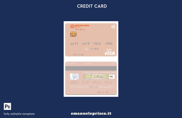 modello di carta di debito visto Montenegro Hipotekarna Banka in stile verificat