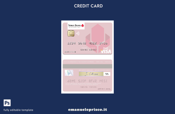 modello di carta di debito visto Myanmar Yoma Bank in stile verificato