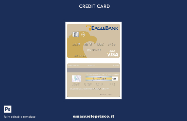 modello di carta di debito visto Nauru Eagle Bank Inc in stile verificato