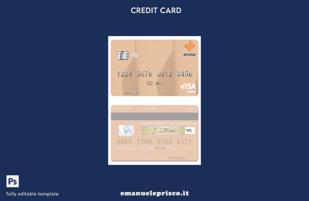 modello di carta di debito visto Nigeria Access Bank Plc in stile verificato
