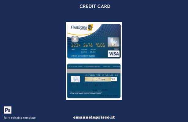 modello di carta di debito visto Nigeria FirstBank in stile verificato