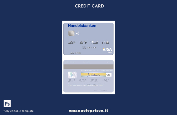 modello di carta di debito visto Norvegia Handelsbanken stile verificato