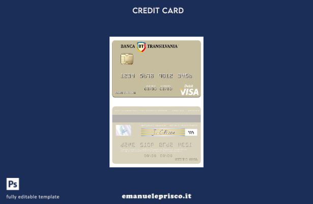 modello di carta di debito visto Romania Banca Transilvania stile verificato