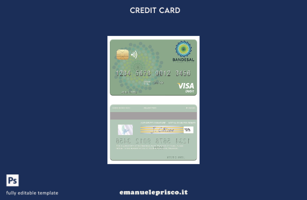 modello di carta di debito visto Salvador Bandesal Bank in stile verificato