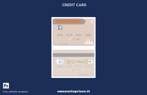 modello di carta di debito visto Spagna Bankinter stile verificato
