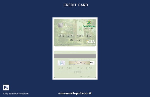 modello di carta di debito visto Trinidad e Tobago First Citizes Bank in stile v