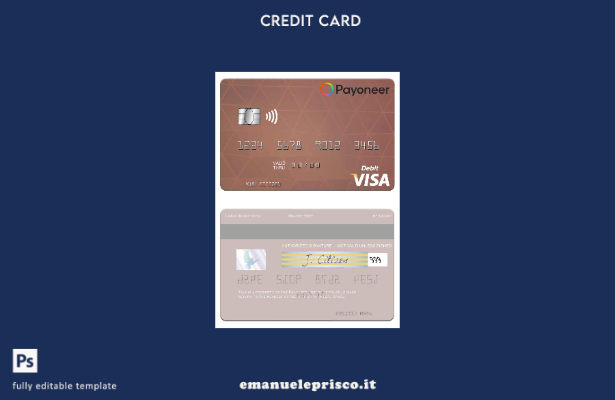 modello di carta di debito visto USA Payoneer in stile verificato
