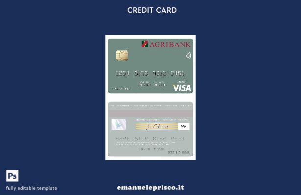 modello di carta di debito visto Vietnam Agribank in stile verificato