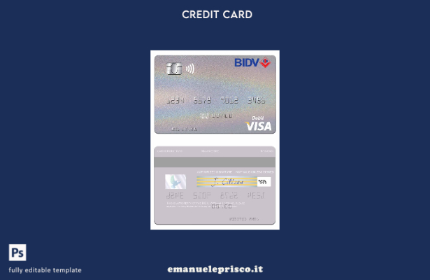modello di carta di debito visto Vietnam BIDV in stile verificato