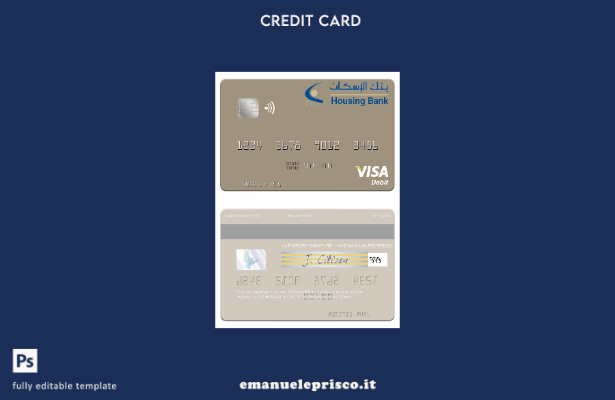modello di carta di debito visto Yemen Housing Bank in stile verificato