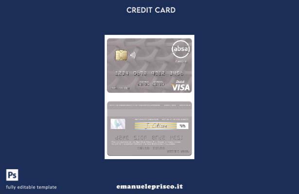 modello di carta di debito visto Zambia Absa Bank Zambia Plc in stile verificato