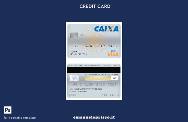 modello di carta di debito visto bancario Brasile Caixa stile verificato