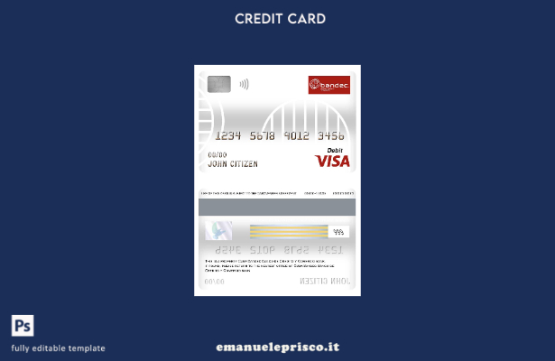 modello di carta di debito visto bancario Cuba Bandec Banco de Credito y Comerci