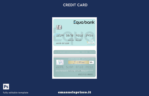 modello di carta di debito visto ceco Equa Bank in stile verificato