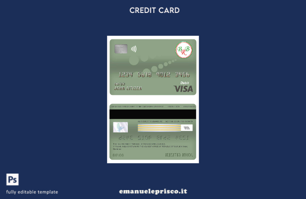 modello di carta di debito visto della banca del Burundi stile verificato della