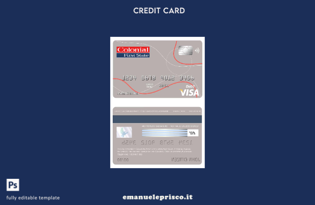 modello di carta di visto bancario Australia Colonial First State in stile verif
