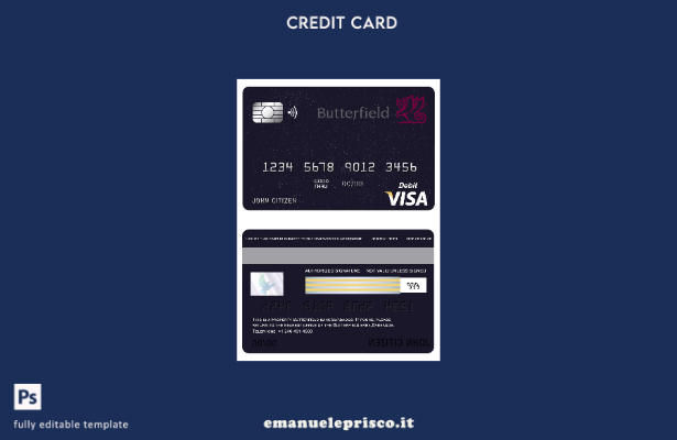 modello di carta di visto bancario Barbados Butterfield in stile verificato